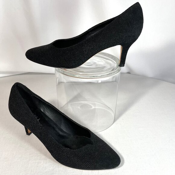 Vaneli Shoes - Vaneli Linden Rodi Size 7.5 Embossed Leather Pumps 2.5" Kitten Heels Black